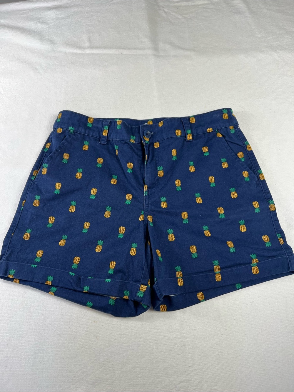 Navy Pineapple Print Cotton Shorts Summer Pool Spring Beach Loungewear